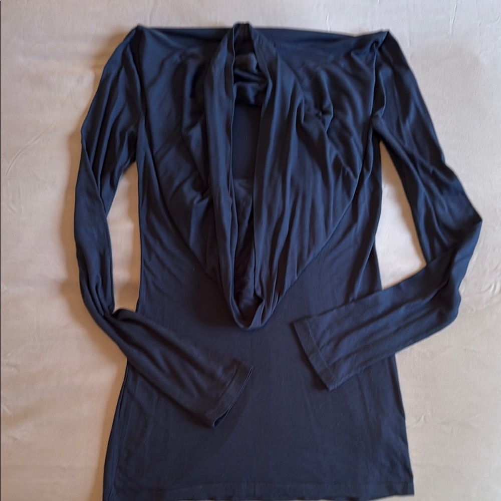 Splendid Elegant Navy Drape Neck Top Size S